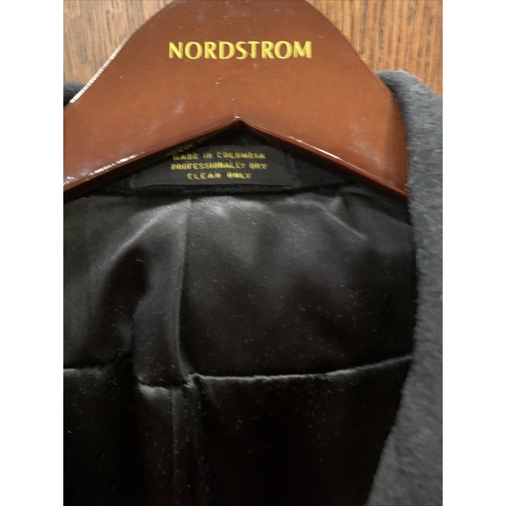 Men's Black Wool-Blend Single-Breasted Overcoat Cashmere Blend Size 42R - Picture 6 of 8